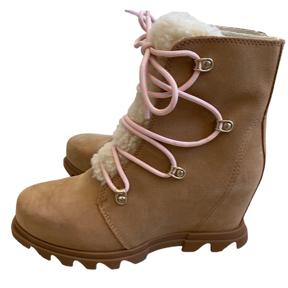 NEW sorel Joan of Arctic III Shearling Trim Waterproof Wedge leather Boot 5 36 - Picture 11 of 16